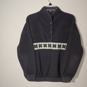 Madewell (Re)sourced Sherpa 1/4 Button Placket Pullover Sweater Size XXS Grey